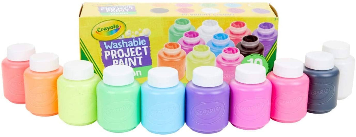 Crayola - 10 Bottles Washable Kids Paint Neon Colors