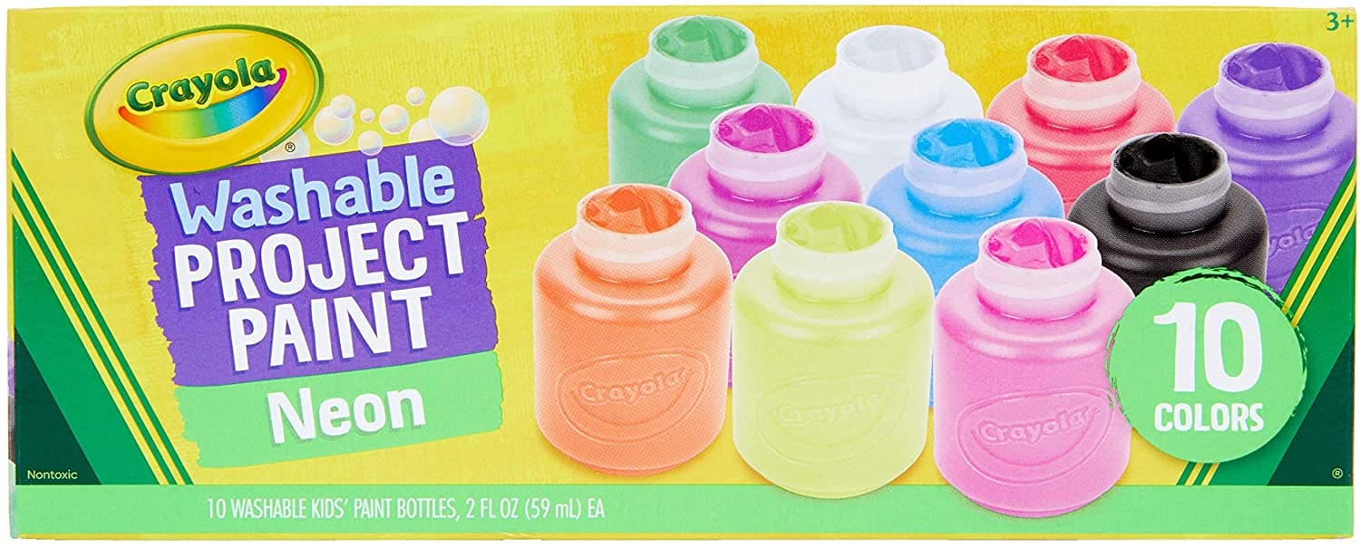 Crayola - 10 Bottles Washable Kids Paint Neon Colors