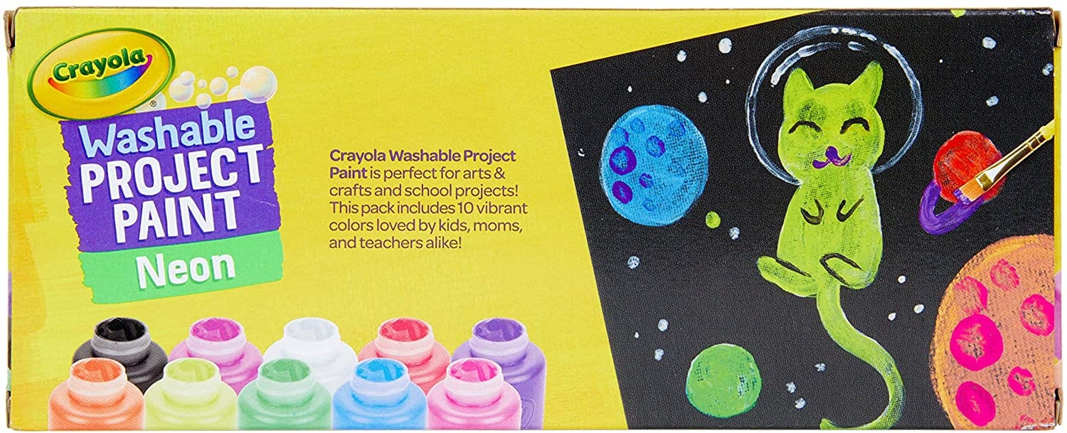 Crayola - 10 Bottles Washable Kids Paint Neon Colors