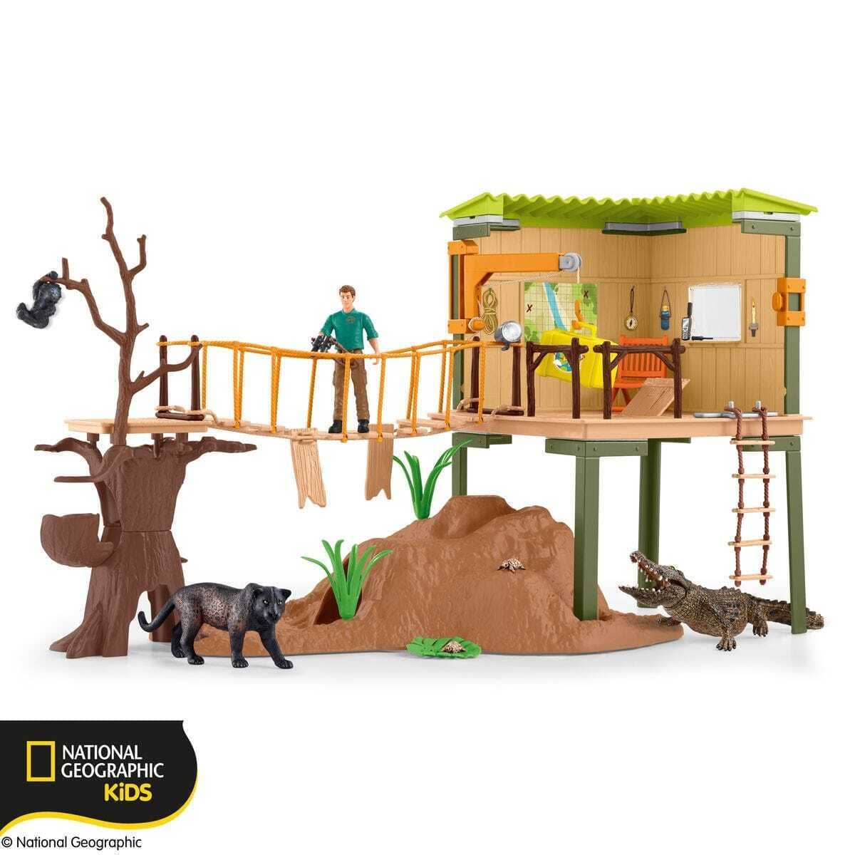 Schleich - National Geographic Kids - Ranger Adventure Station Playset - Wild Life Figurine