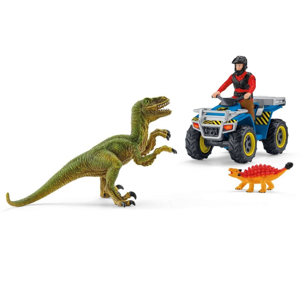 Schleich - Quad Escape From Velociraptor Dinosaur Figurine Animal Playset