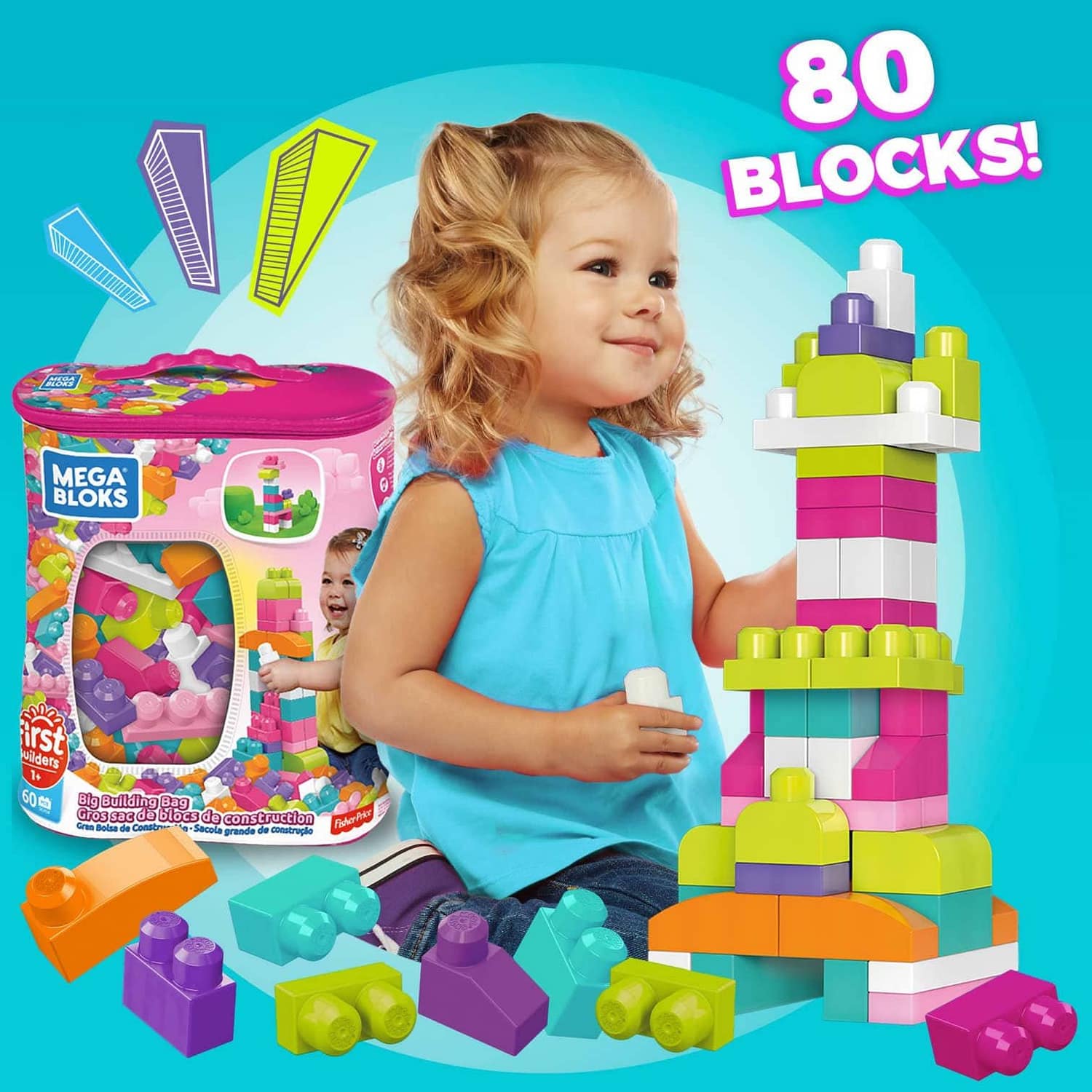 MEGA BLOKS - First Builders Big Building Bag (pink) - Fisher-Price