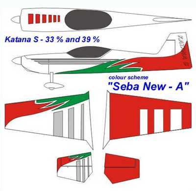 KRILL AIRCRAFT AUSTRALIA - KATANA 39% SEBA-A RED/WHITE/GREEN CLEAR CANOPY