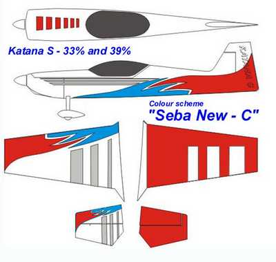 KRILL AIRCRAFT AUSTRALIA - KATANA 39% SEBA-C RED/BLUE/WHITE CLEAR CANOPY