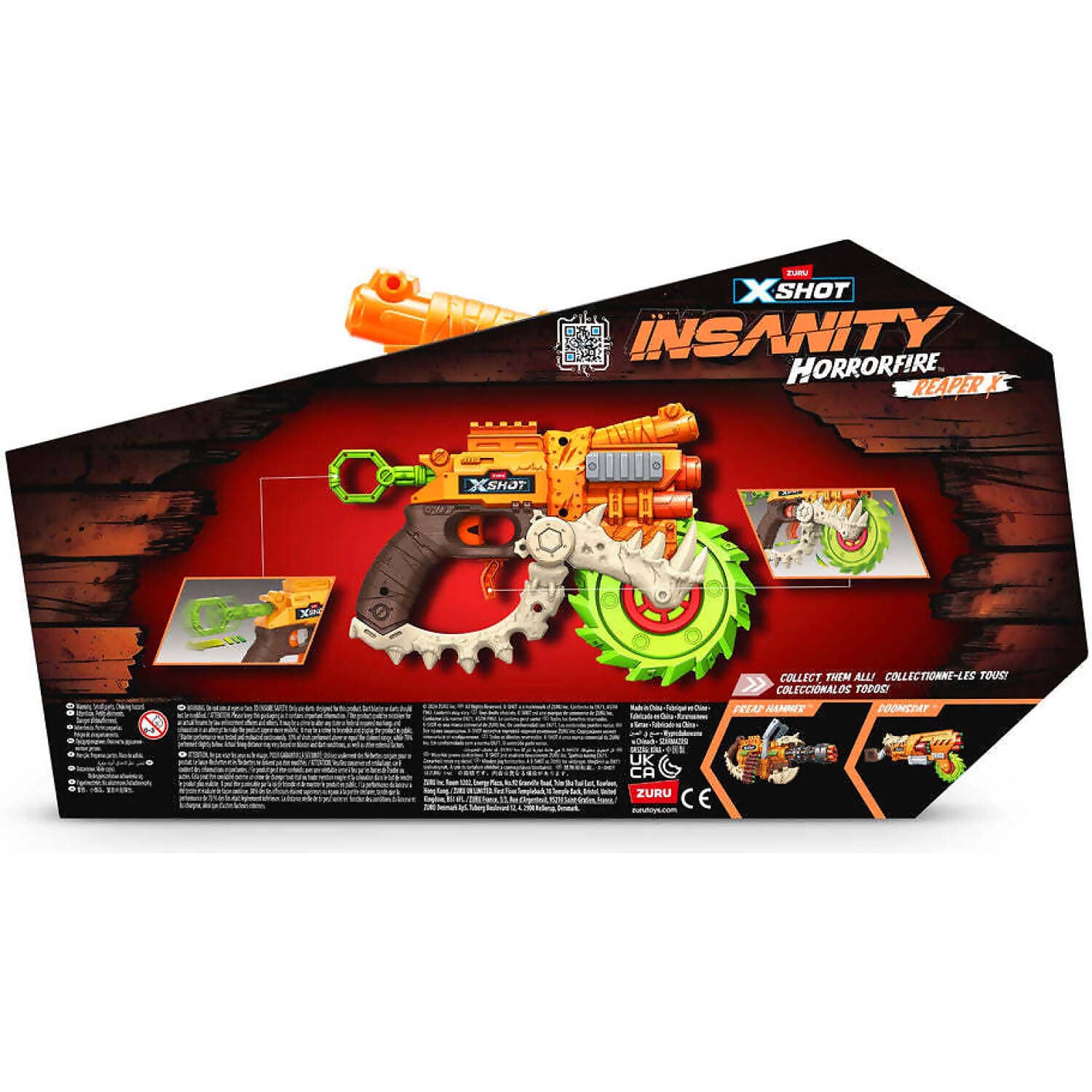 ZURU - X-shot Insanity Horrorfire Reaper X With 8 Darts
