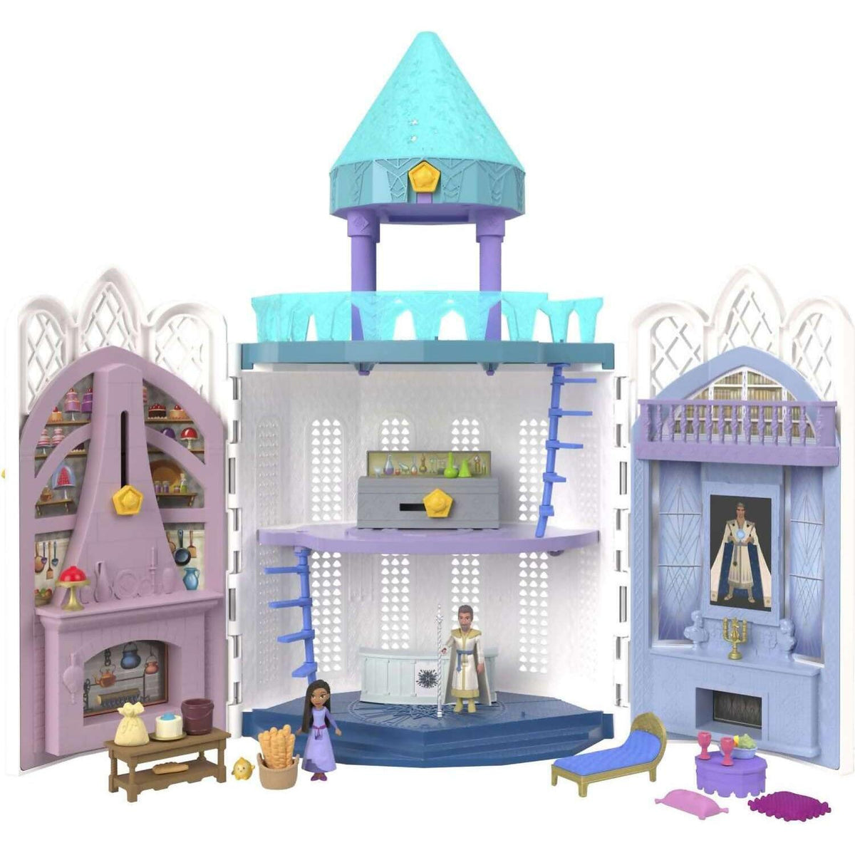 Disney - Wish - Rosas Castle Dollhouse Playset With 2 Posable Mini Dolls Star Figure 20 Accessories Light-up Projection Dome & More - Mattel