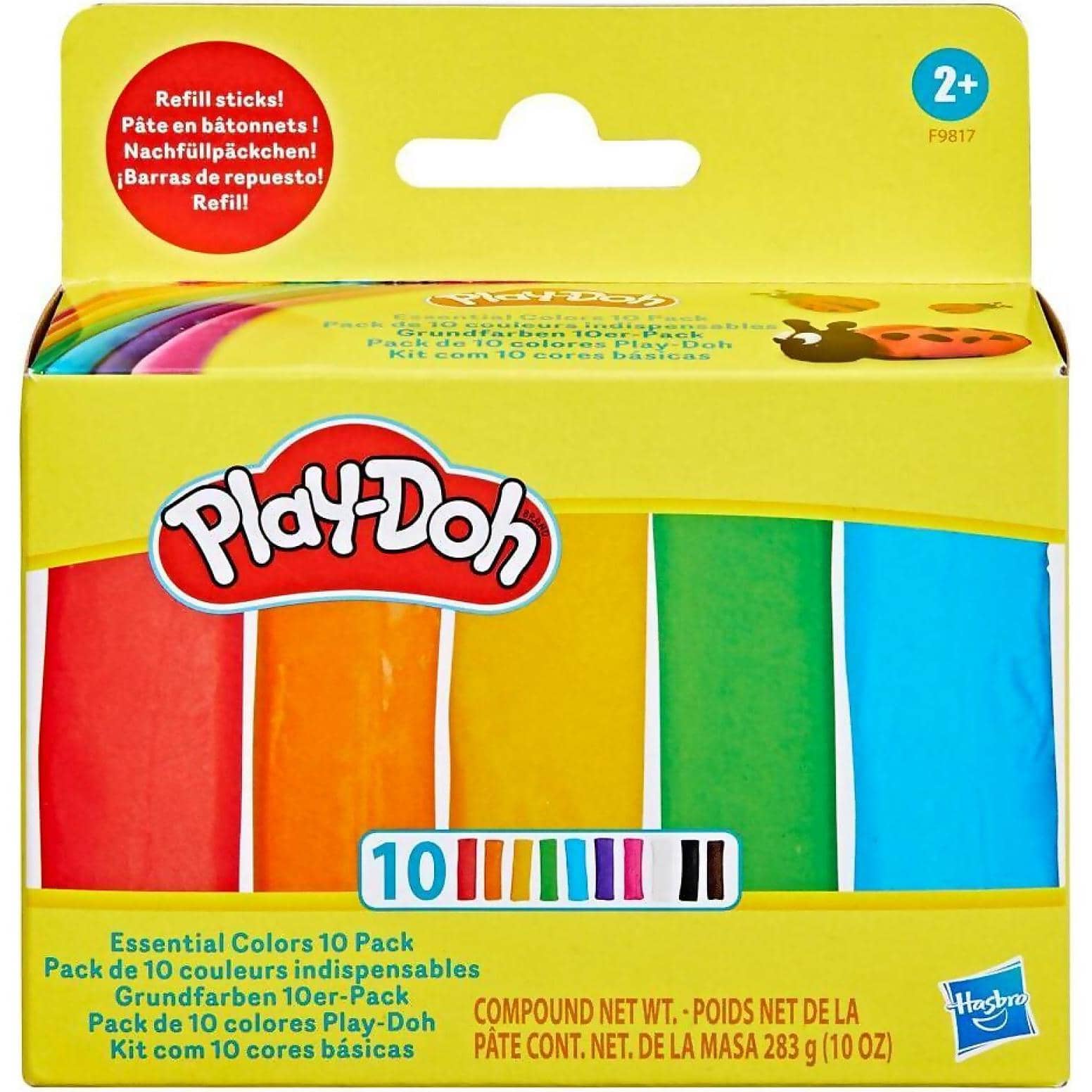 Play-Doh - Essential Colors 10 Pack Of Refill Sticks Kids Arts And Crafts Toys 2+ - Hasbro