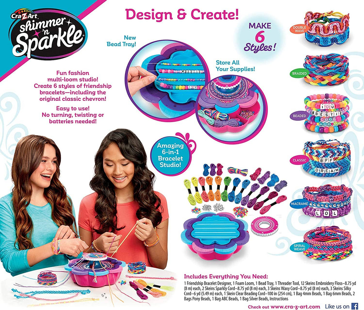 Cra-Z-Art - Shimmer & Sparkle Ultimate 6 In 1 Friendship Bracelet Maker Studio
