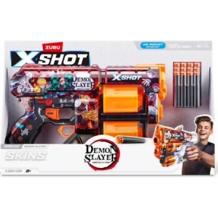 ZURU - X-shot Skins Dread With 12 Darts - Demon Slayer