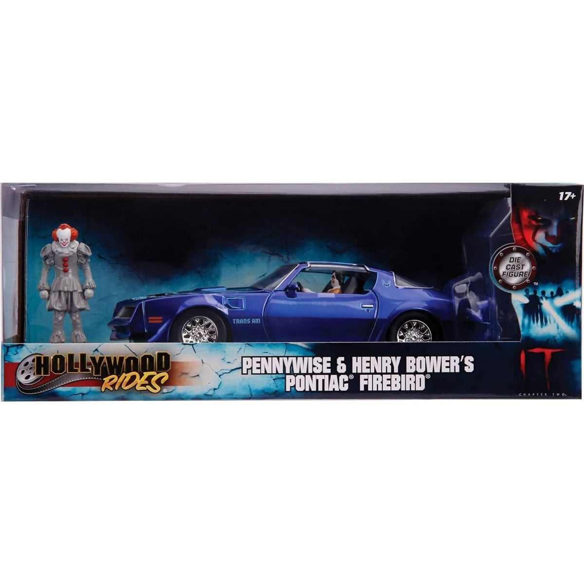 JADA TOYS - HOLLYWOOD RIDES IT 1977 PONTIAC FIREBIRD WITH PENNYWISE 1:24 SCALE DIECAST VEHICLE & FIGURE SET