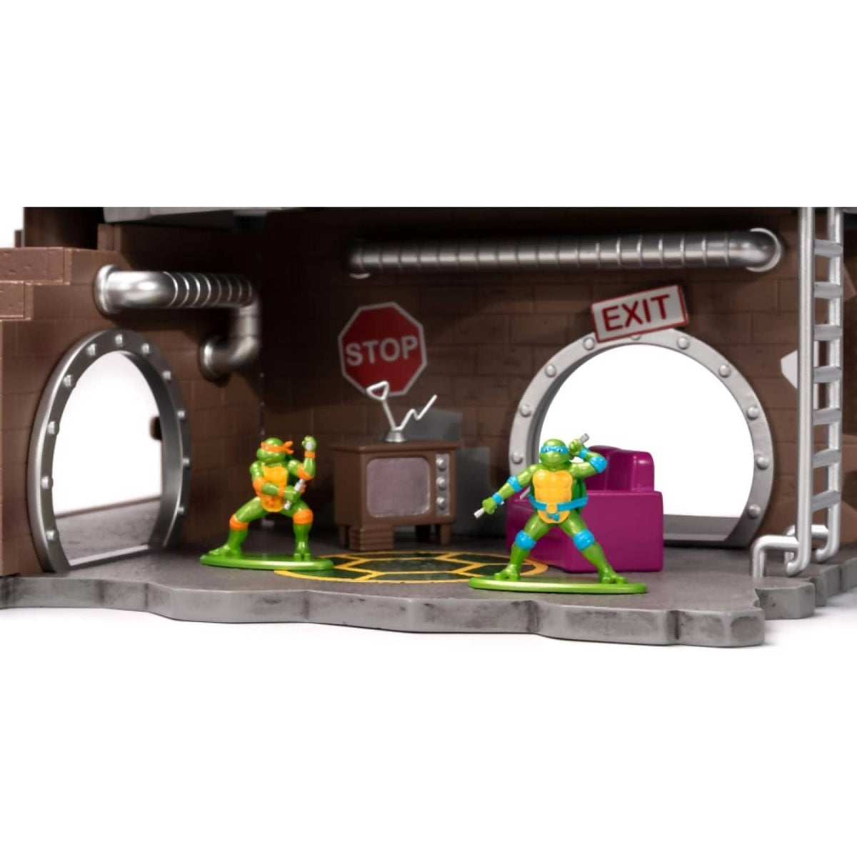 TMNT JADA TOYS - TEENAGE MUTANT NINJA TURTLES NANOSCENE TURTLE LAIR WITH 4 FIGURES SCALE DIECAST SET
