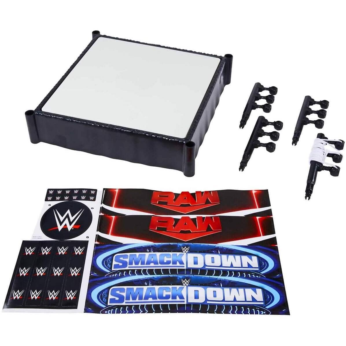 WWE - WWE Superstar Ring Playset With Spring-loaded Mat & 4 Event Apron Stickers (14-inch) - Mattel