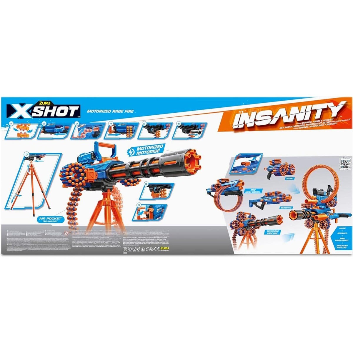 ZURU - X-Shot Insanity Motorized Rage Fire Gatling with 72 Darts