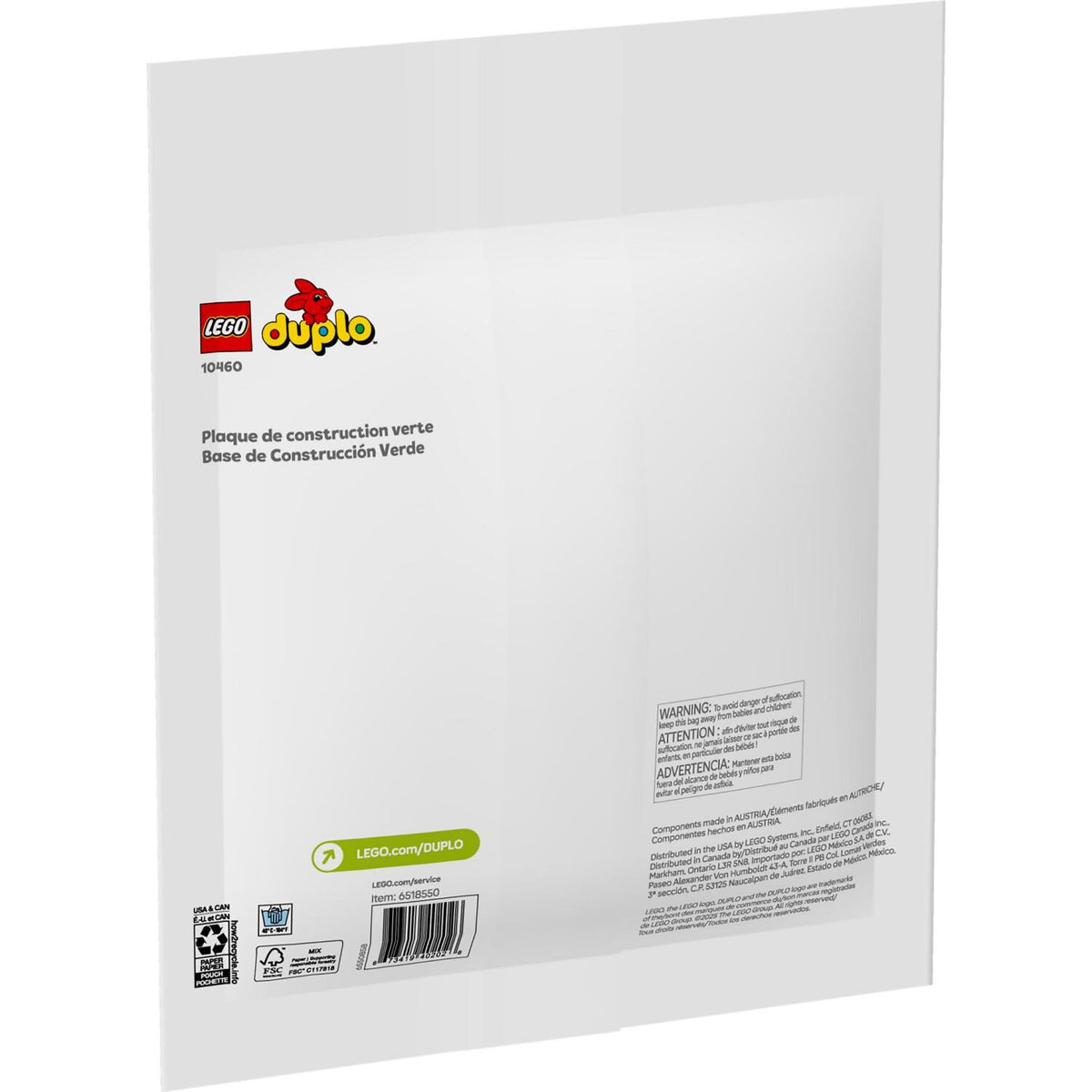 LEGO® 10460 Green Building Plate 16x16-stud - DUPLO®