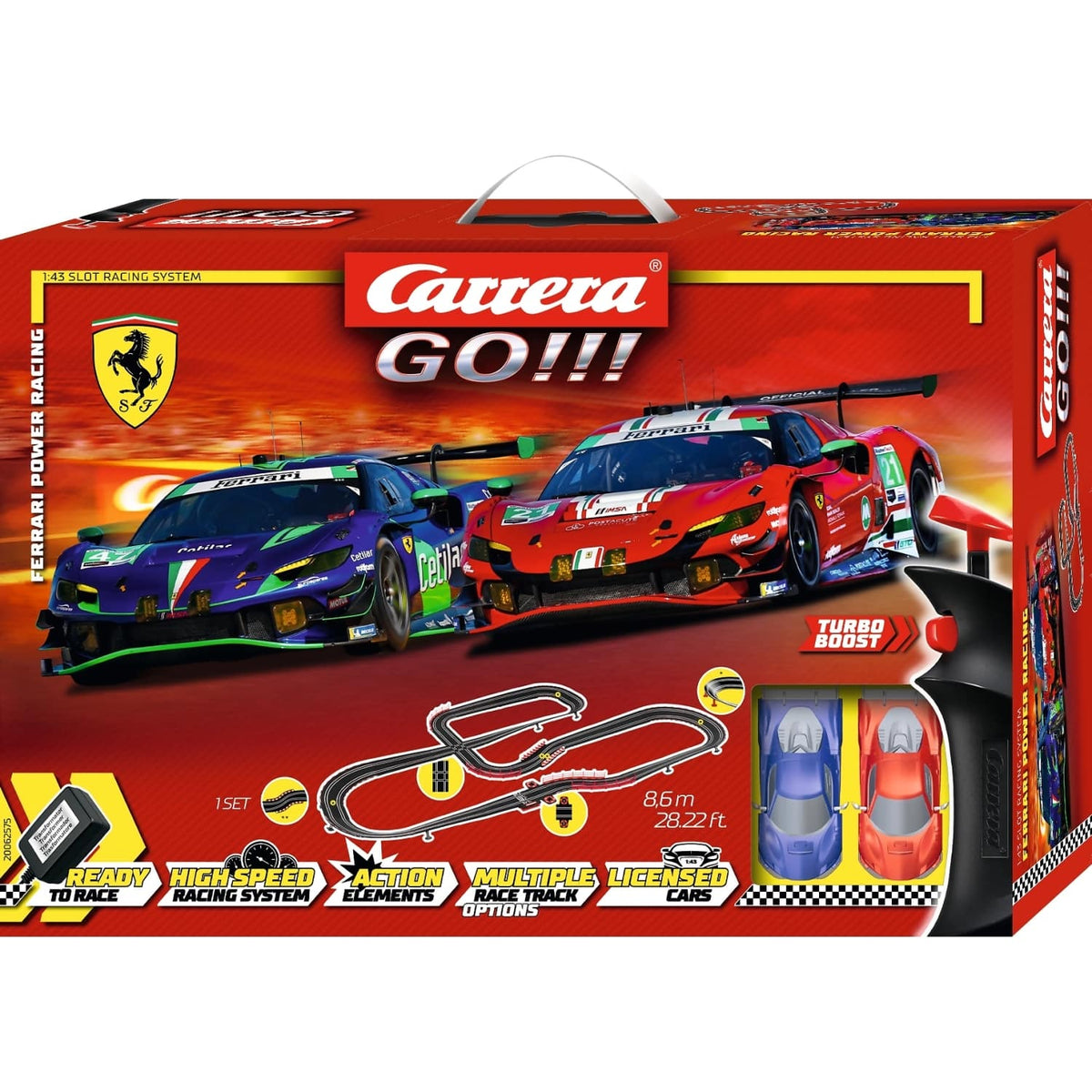 CARRERA - GO 1:43 - FERRARI POWER RACING -MODEL NO.20062575 - SLOT CAR SET