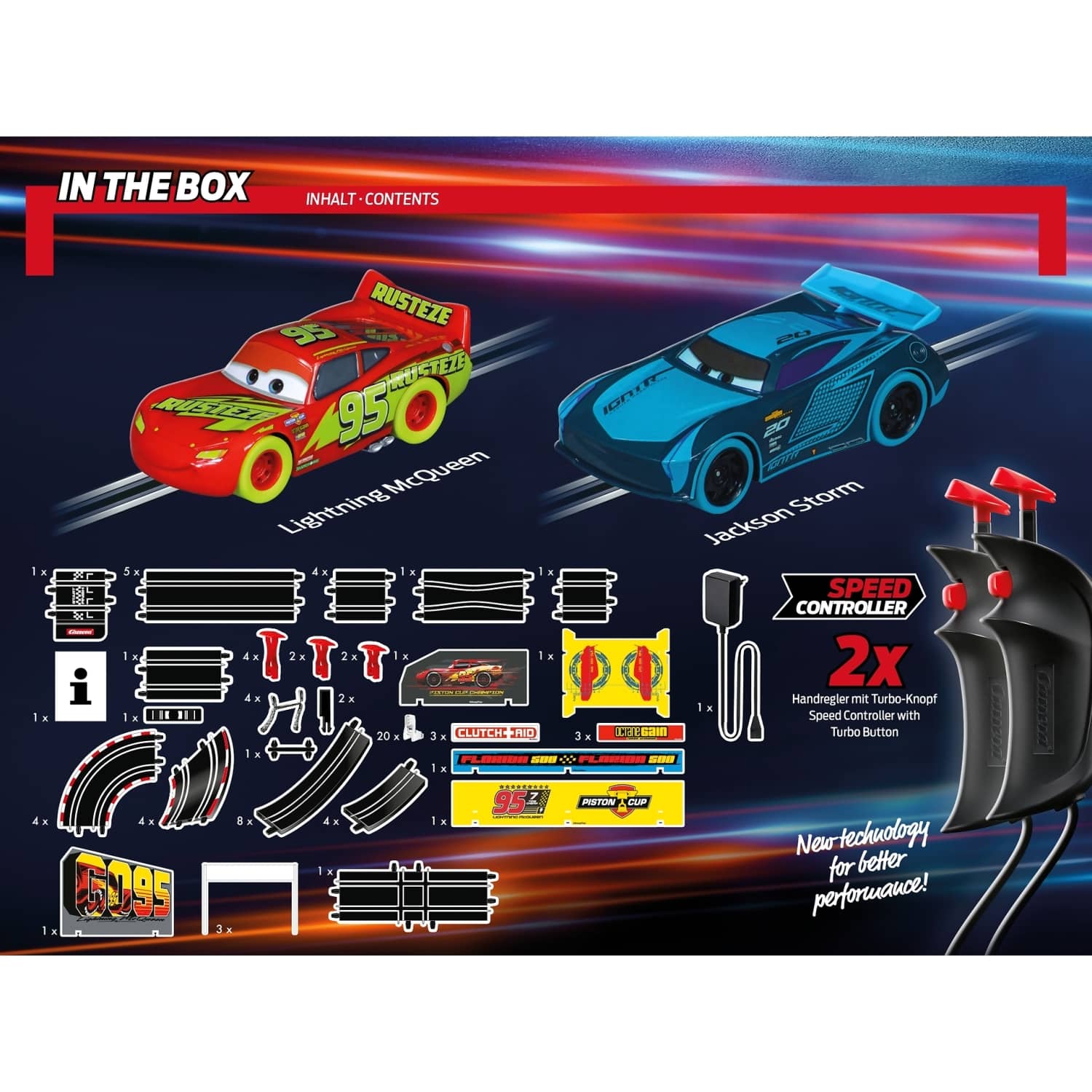 CARRERA - GO 1:43 - DISNEY PIXAR CARS GLOW RACERS - MODEL NO.20062559 - SLOT CAR SET