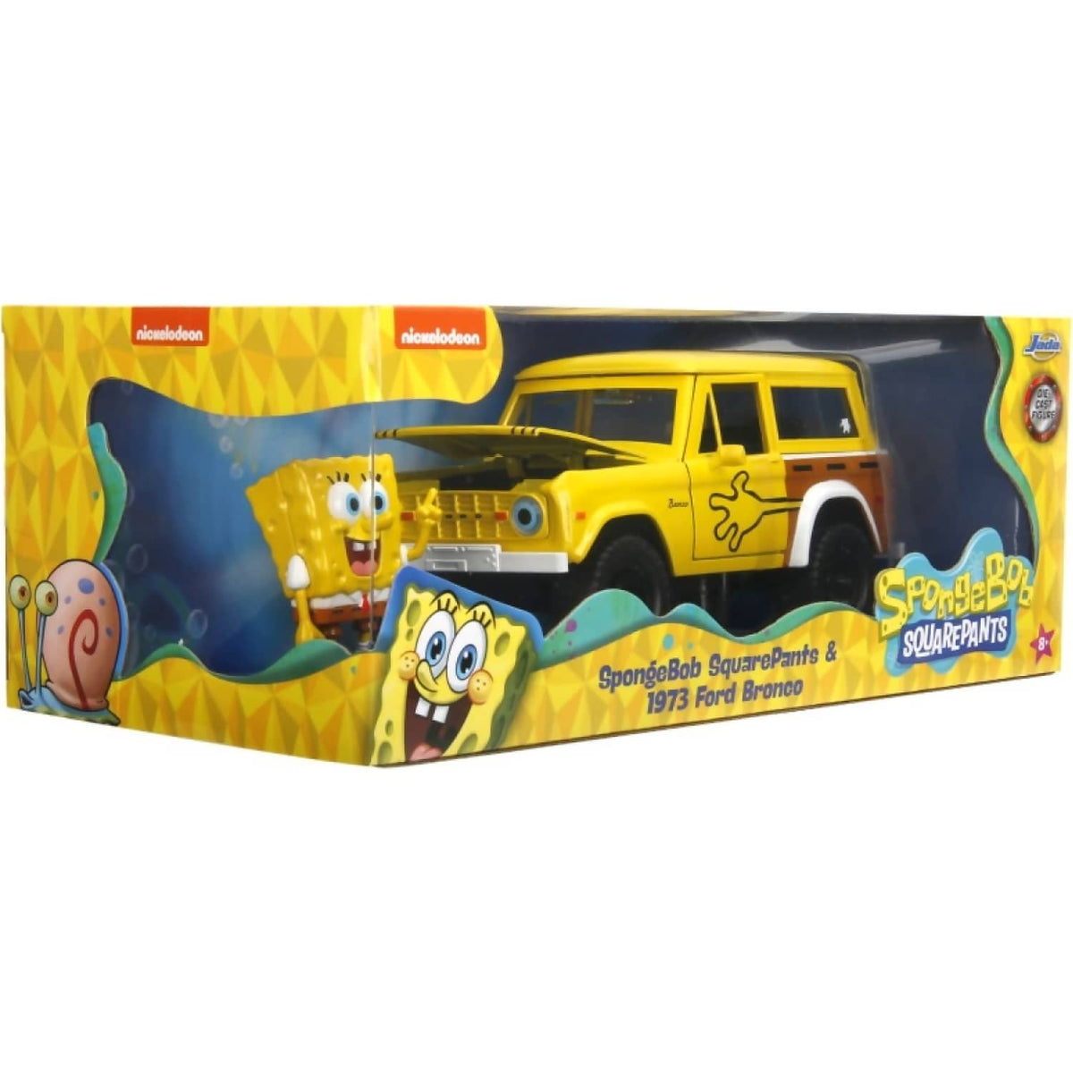 JADA TOYS - SPONGEBOB SQUAREPANTS 1972 FORD BRONCO WITH SPONGEBOB 1:24 SCALE DIECAST VEHICLE SET