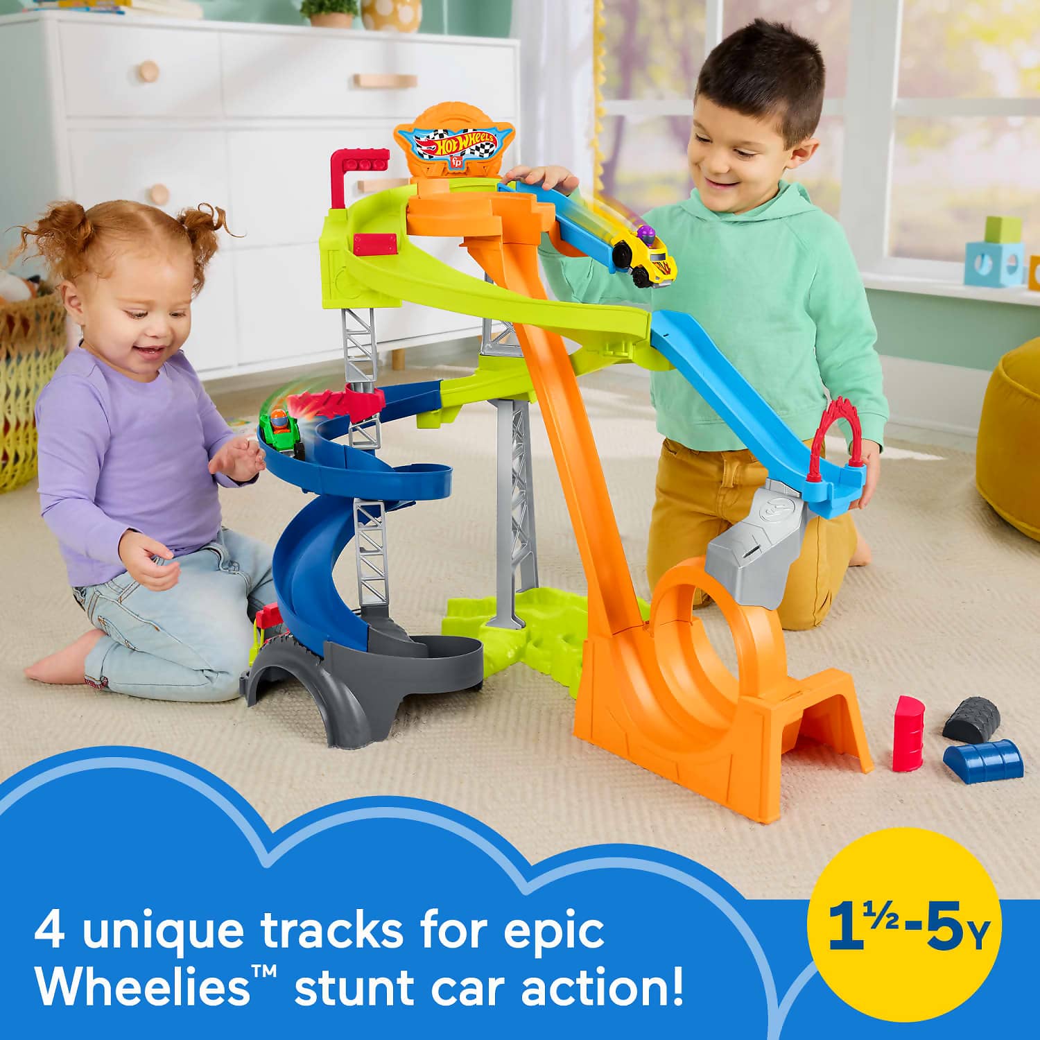 Fisher-Price - Little People Hot Wheels Spiral Stunt Speedway - Mattel