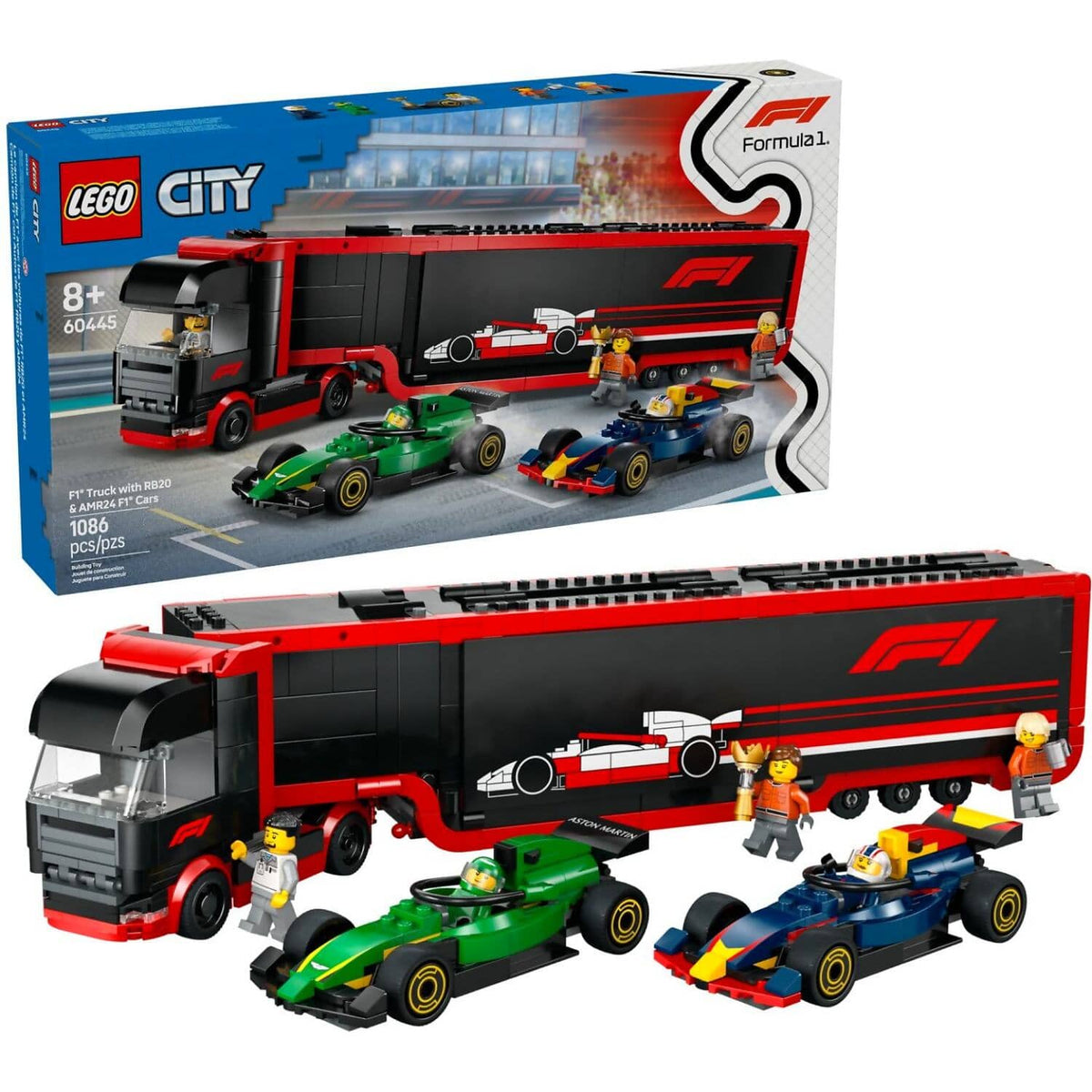 LEGO® 60445 F1 Truck with RB20 & AMR24 F1 Cars - City