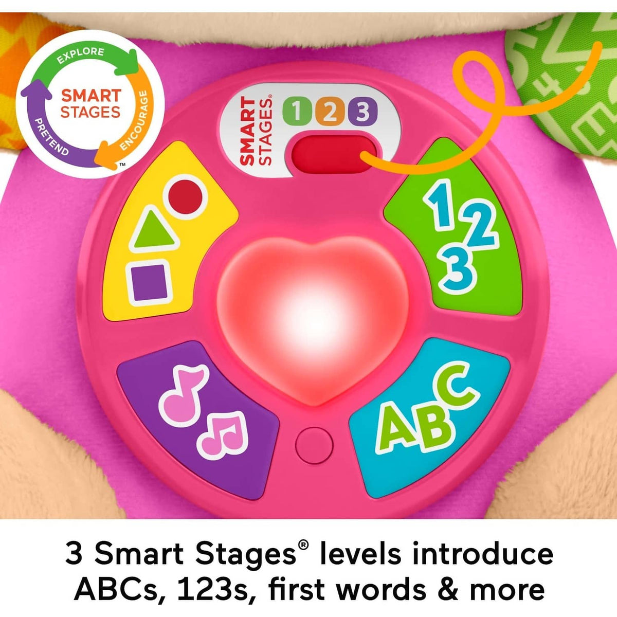 Fisher-Price - Laugh & Learn Smart Stages Sis Pink Plush Musical Learning Toy For Baby & Toddler