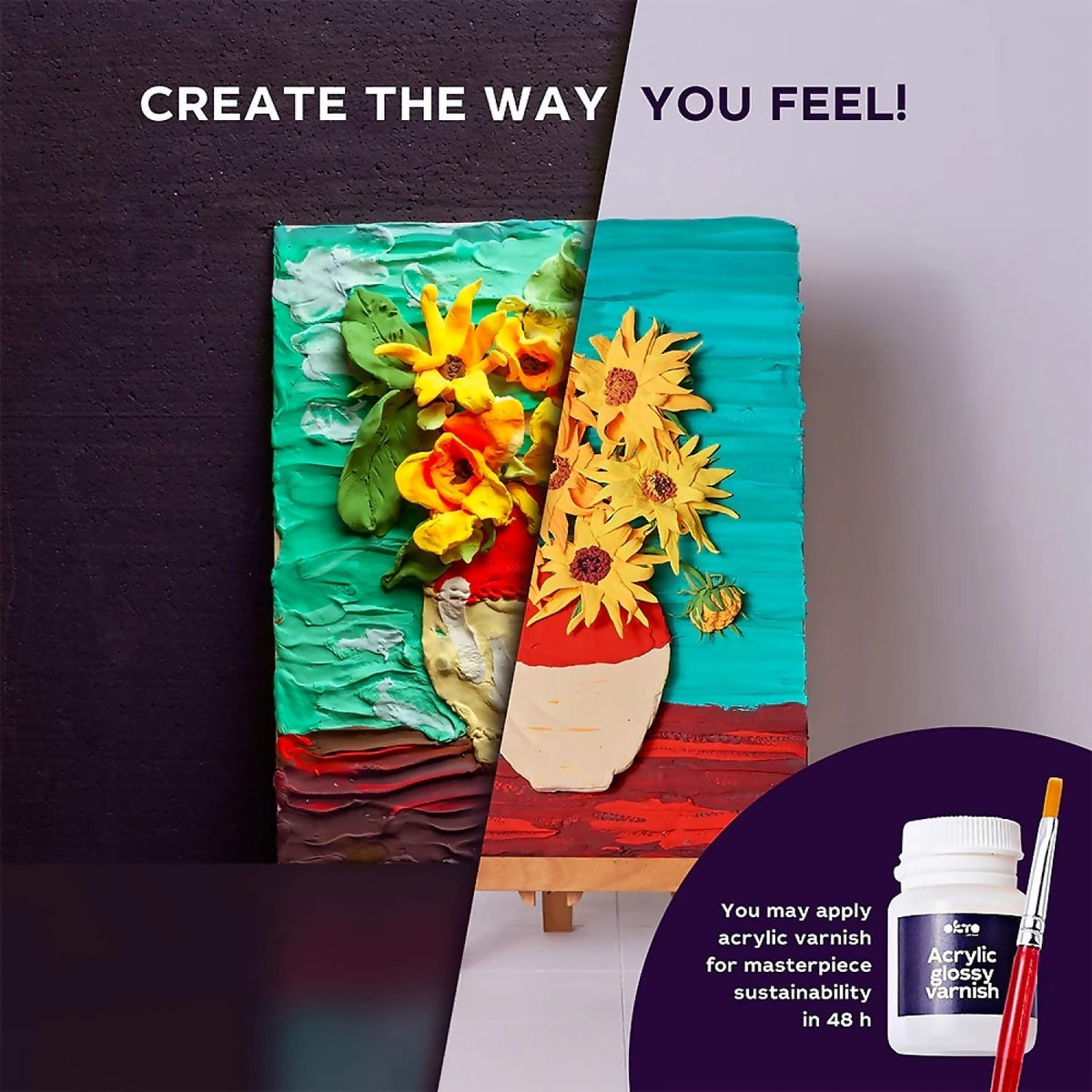 OKTO - Sensory Art - DIY 3D Painting Creative Set Sunflowers 30cm x 40cm