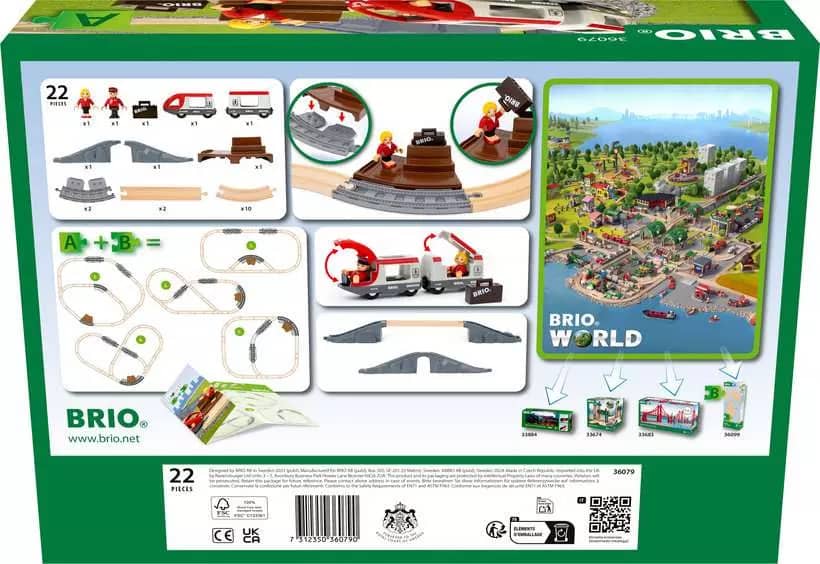 BRIO World - Wooden Train Set Starter Travel Train Set 22pce
