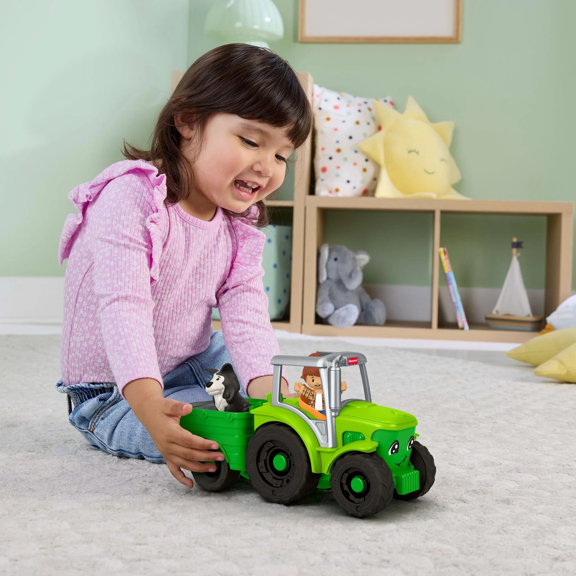 Fisher-Price - Little People Push & Play Tractor Figurine Playset - Mattel