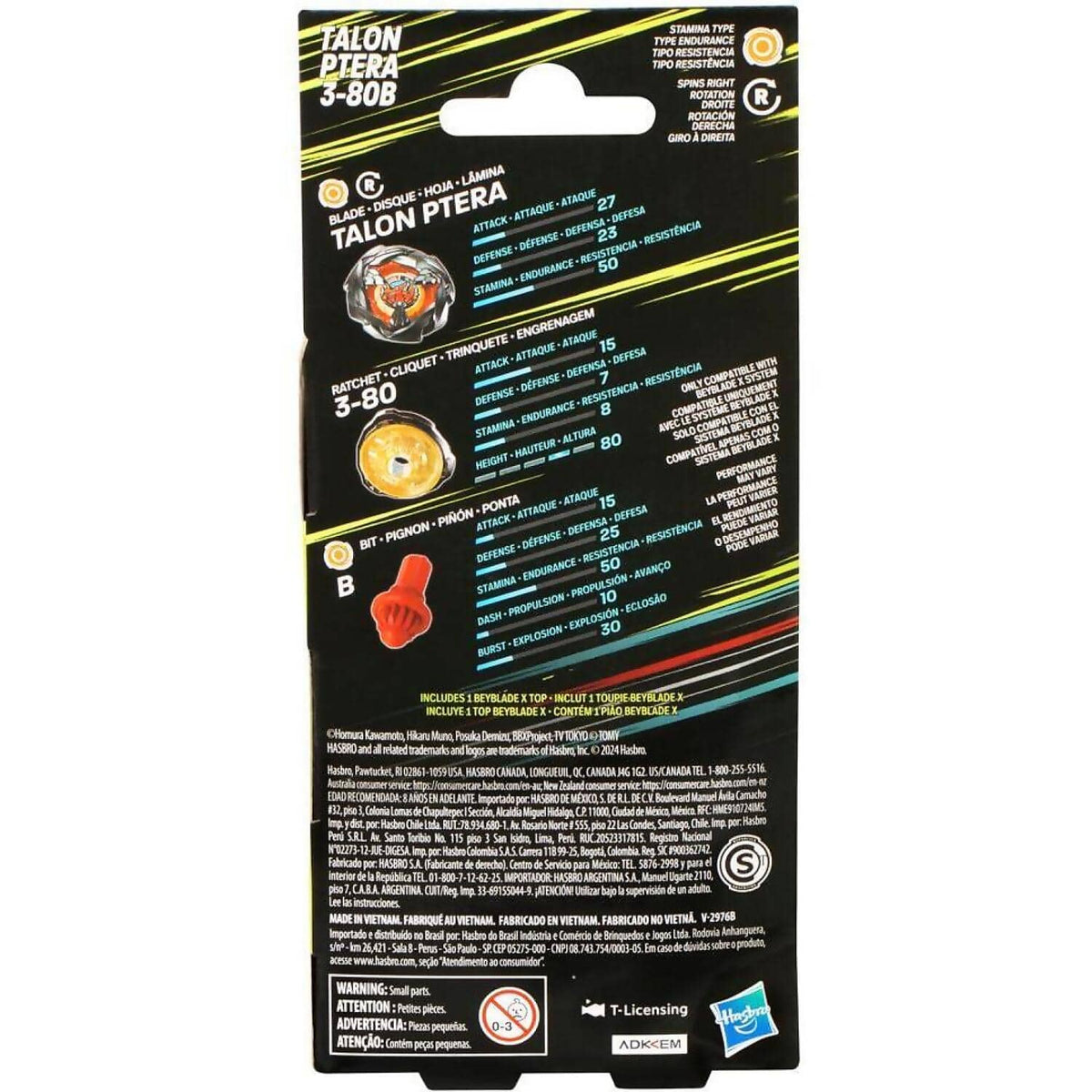 BEYBLADE X - Talon Ptera 3-80B Booster Pack Set With Stamina Type Top