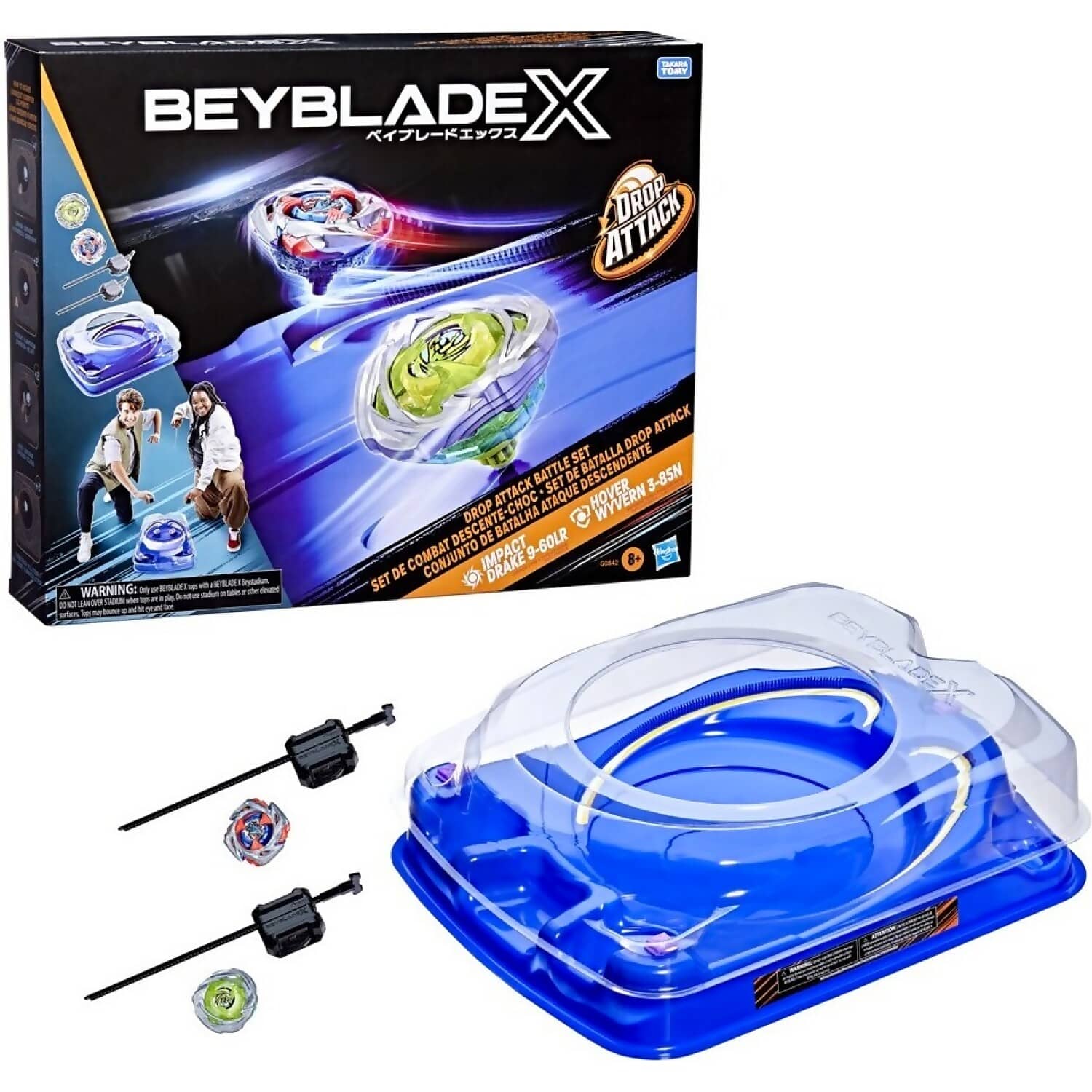 BEYBLADE X - Drop Attack Battle Set Impact Drake 9-60lr Vs. Wyvern 3-85n Includes Stadium