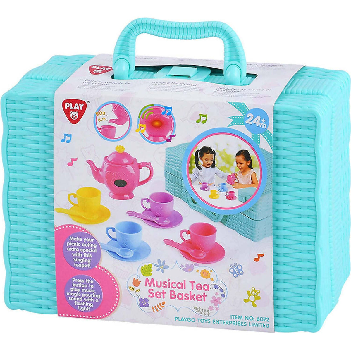 Playgo Toys Ent. Ltd - Battery Operated Musical Tea Set Basket Role Play