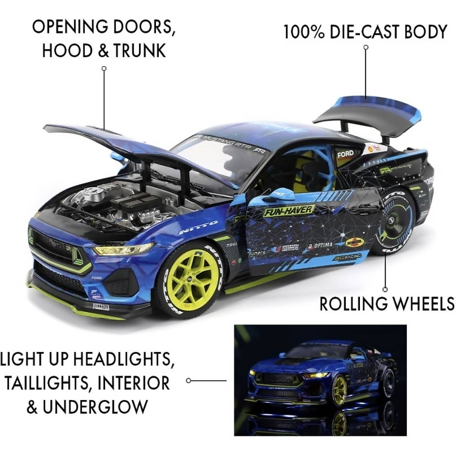 JADA TOYS - RTR 2024 FORD MUSTANG VAUGHN GITTIN JR 1:24 SCALE DIECAST VEHICLE