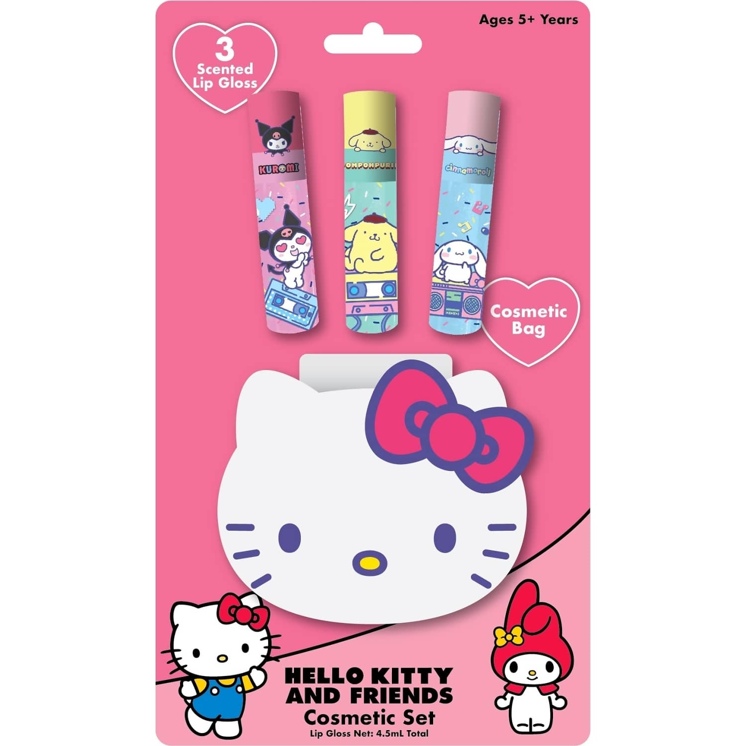 Hello Kitty - & Friends - Scented Lip Gloss 3 Pack with Cosmetic Bag