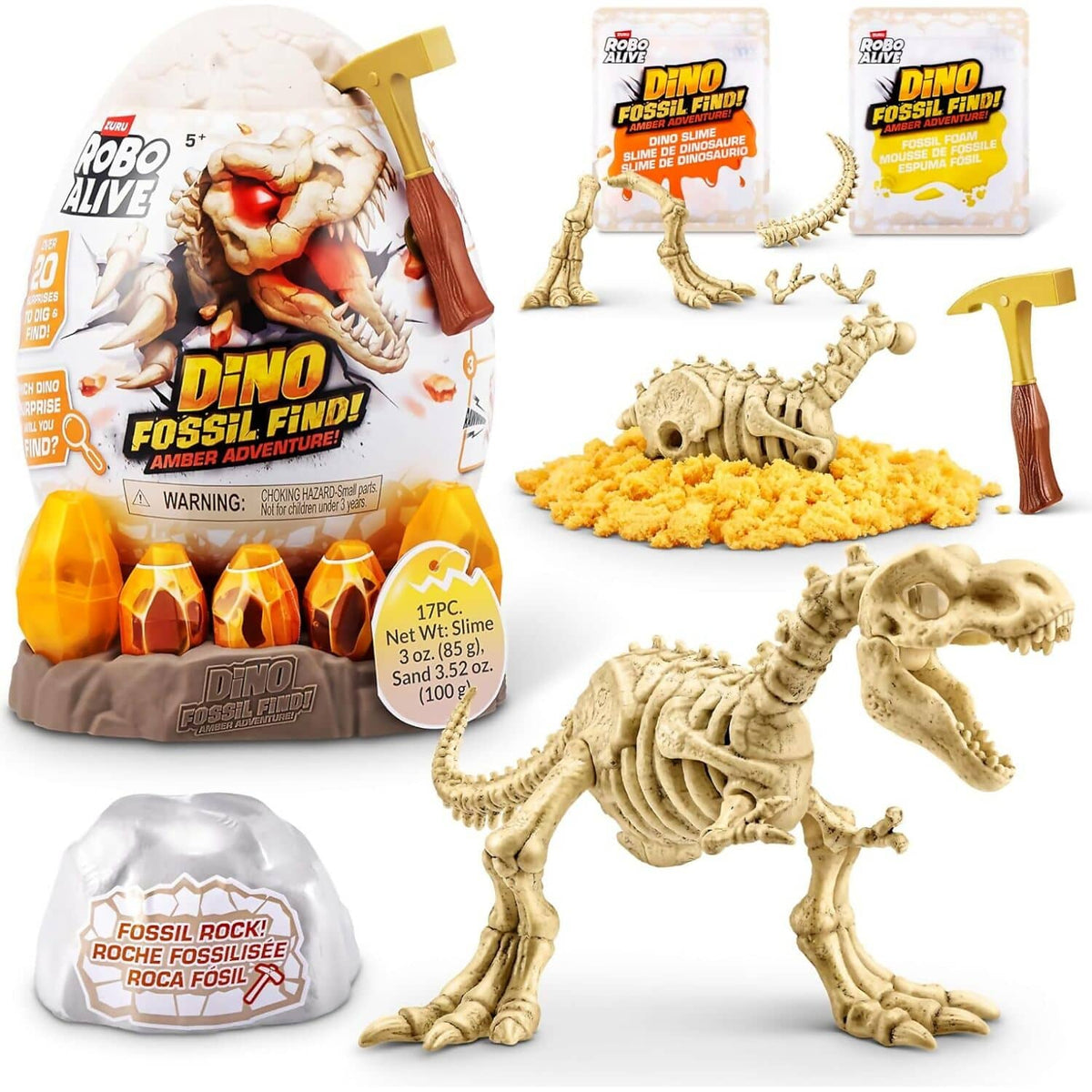 ZURU - Robo Alive Light-Up Dino Fossil Find! Amber Adventure!