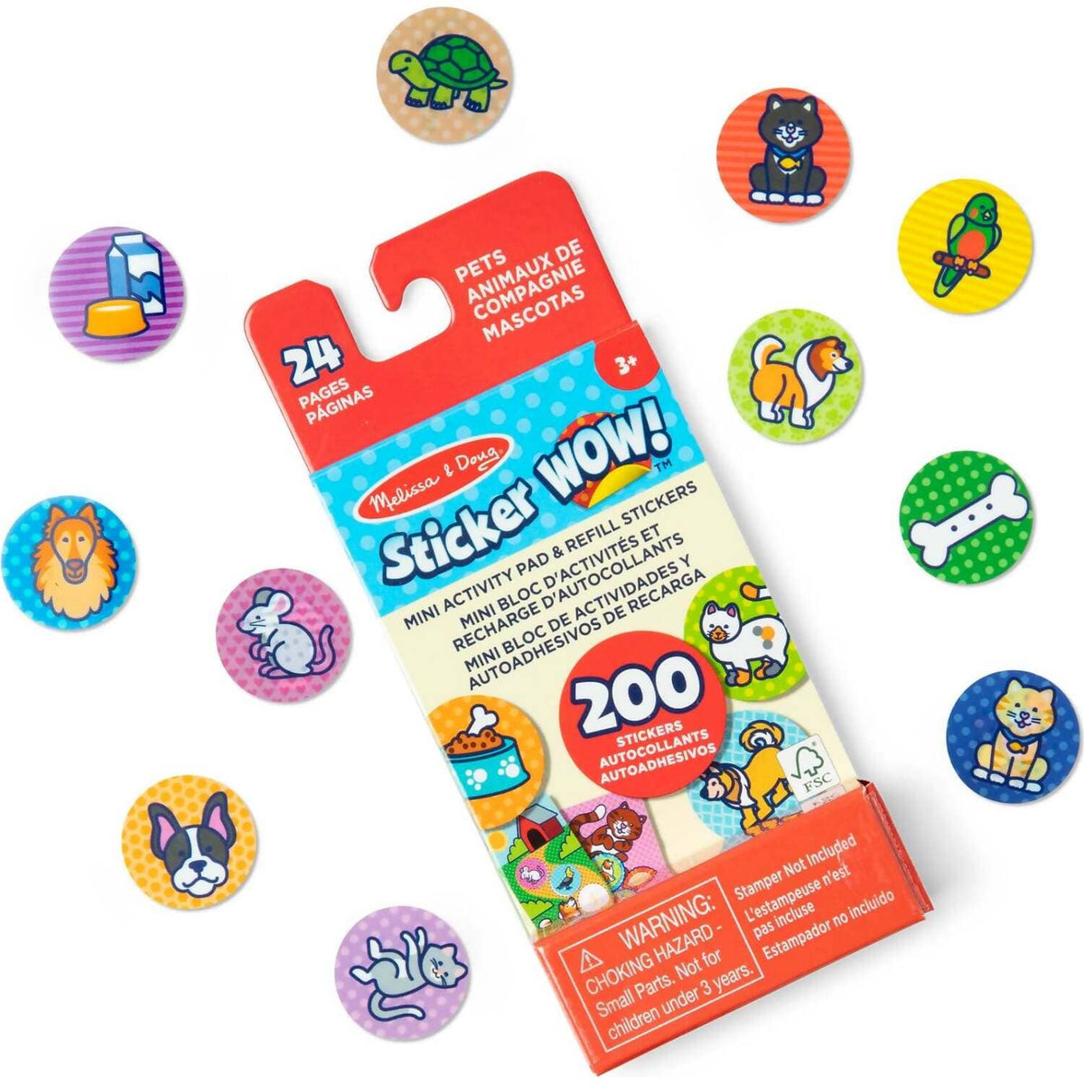 Melissa & Doug - Sticker WOW! Mini Activity Pad & Refill Stickers - Pets (200+ Stickers Stamper Not Included)