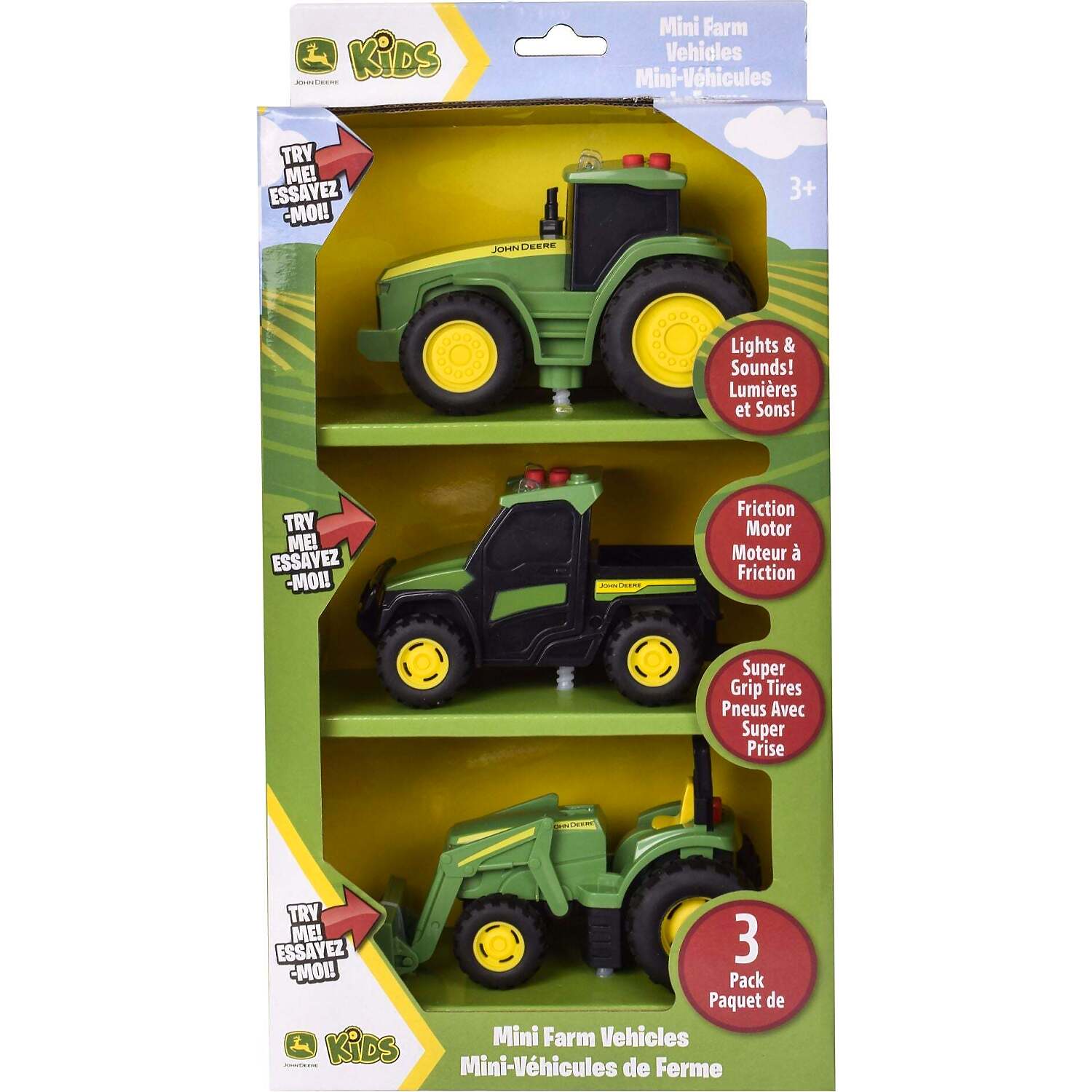 John Deere - Kids - Mini Farm Vehicles 3 Pack with Lights & Sounds!
