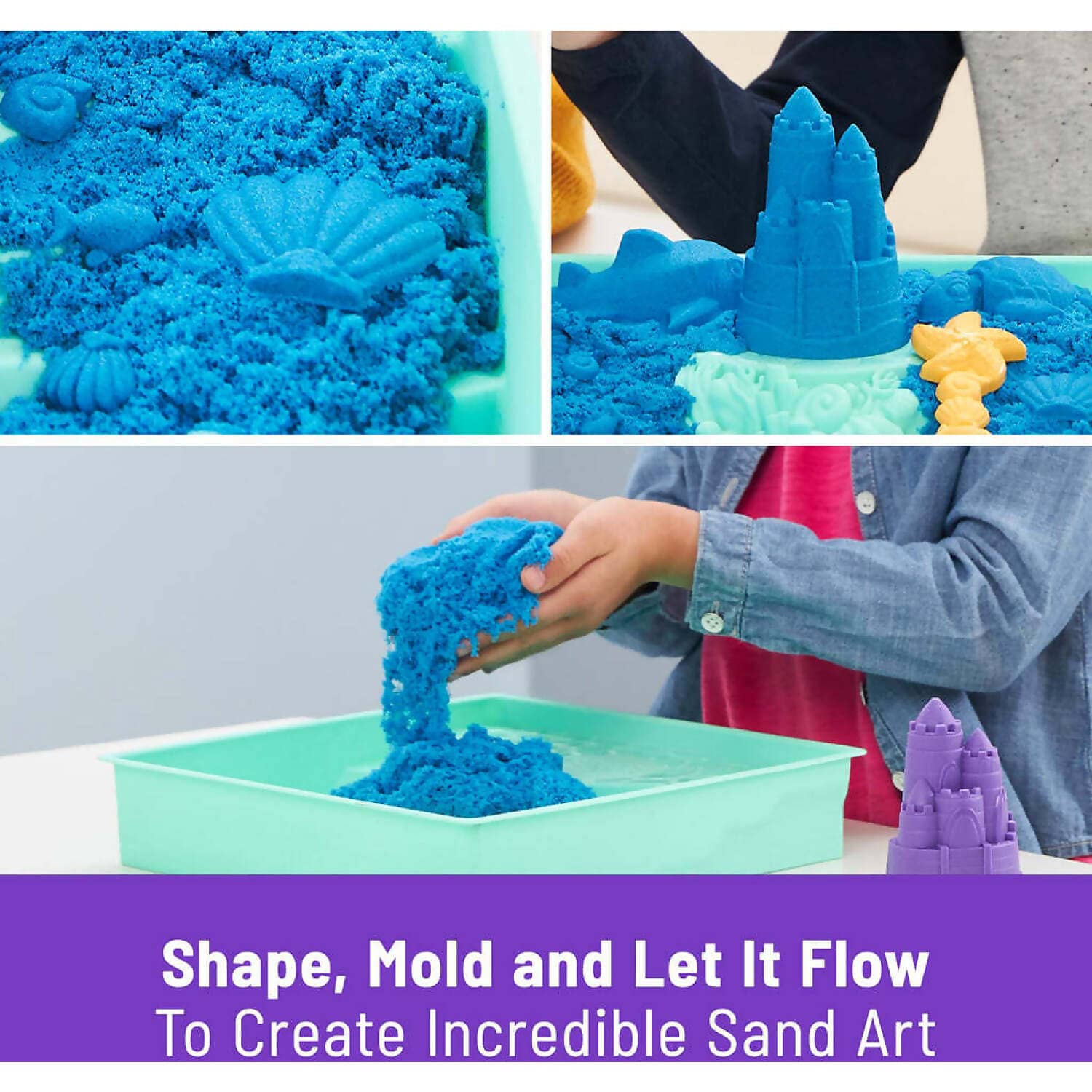 Kinetic Sand - Sandbox Set Moldable Sand 454gm Blue - Spin Master
