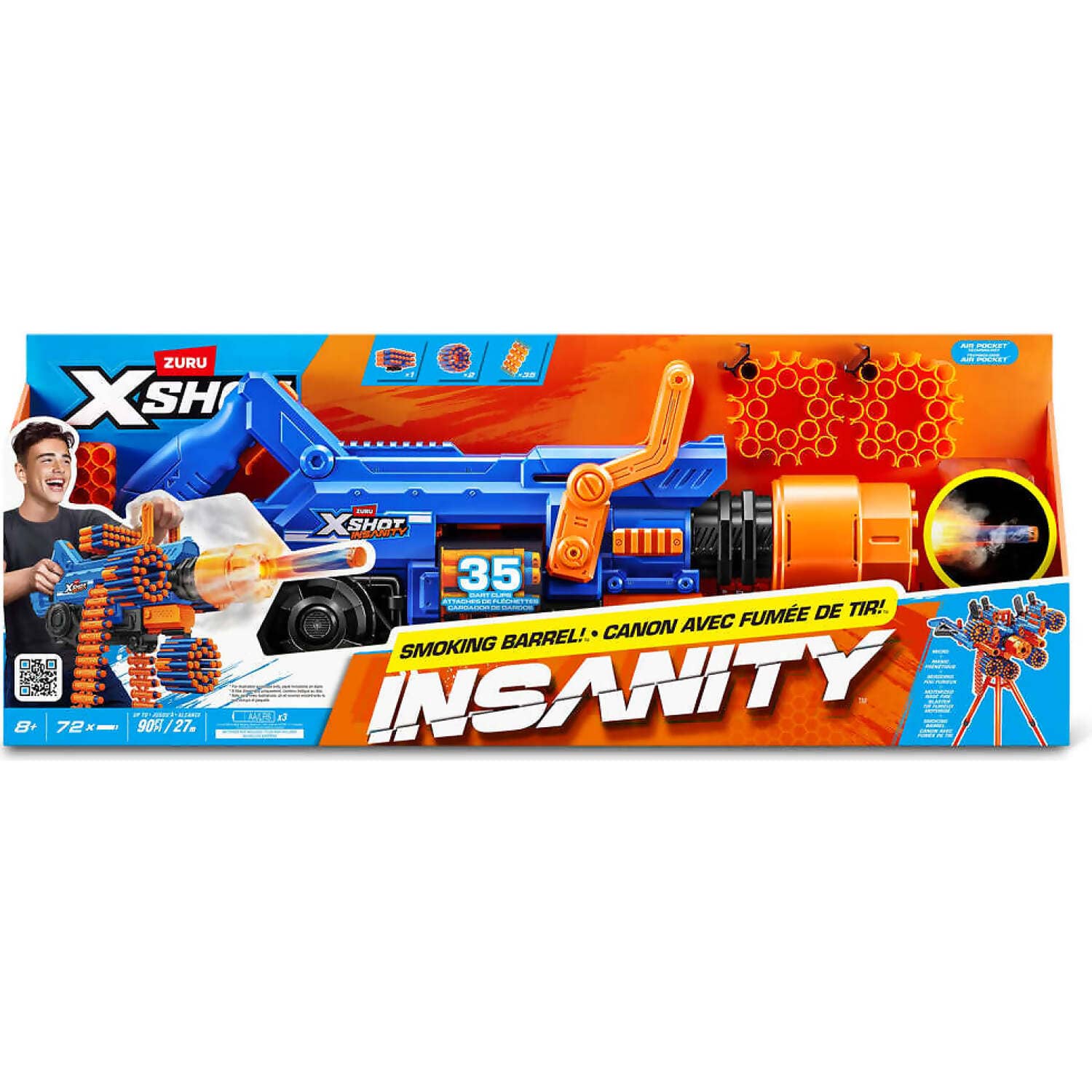 ZURU - X-Shot Insanity Smoking Barrel Blaster with 72 Darts