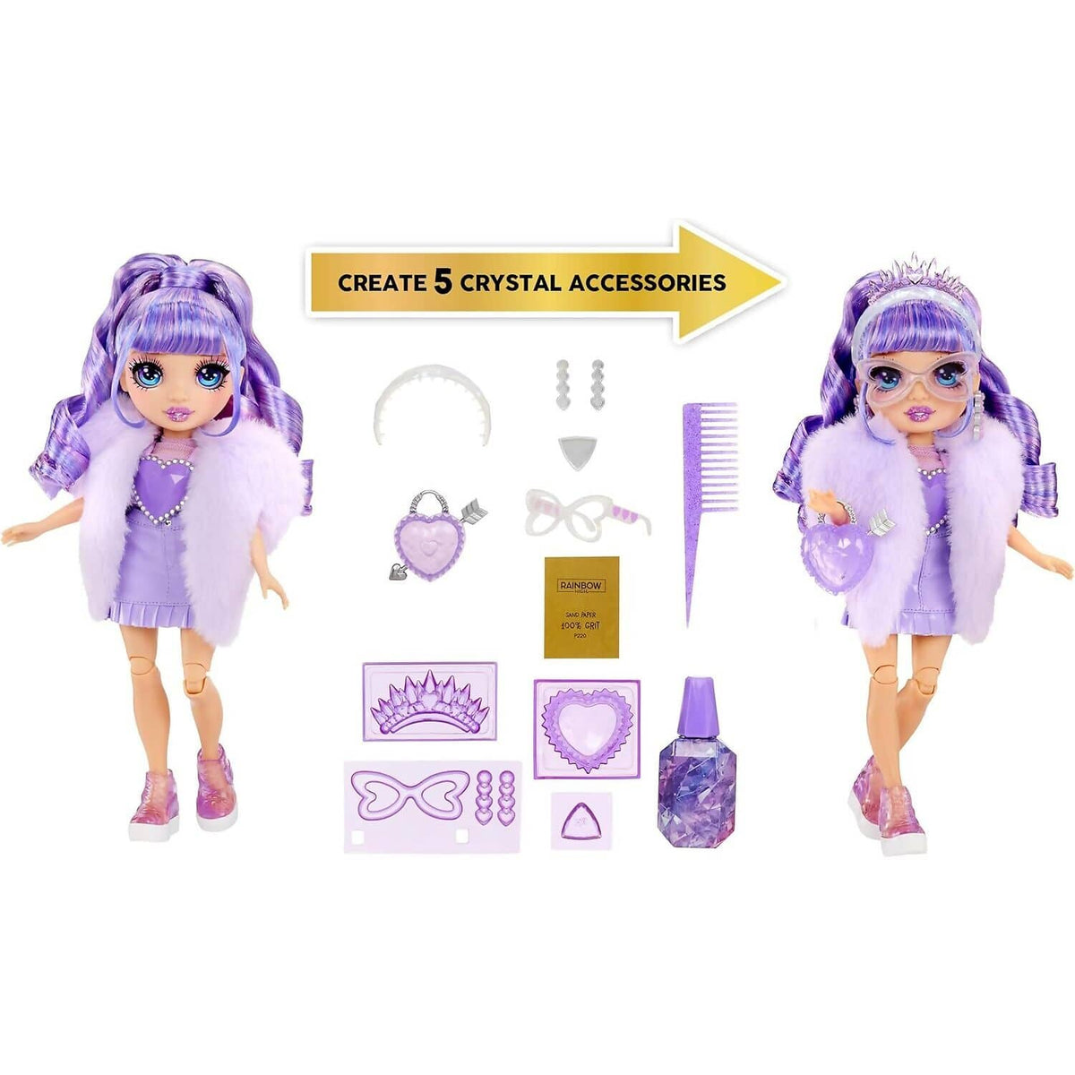 Rainbow High - Creative Crystals Violet Willow 28cm Fashion Doll & Accessories DIY