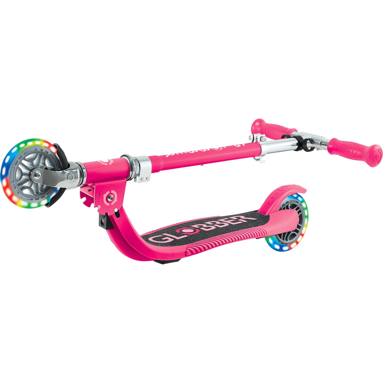 Globber - Flow Foldable Junior Scooter with Lights - Pastel Pink / Fuchsia