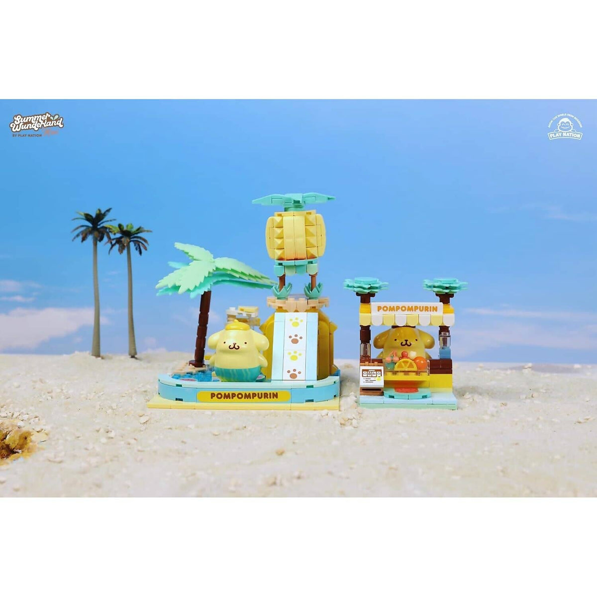 Hello Kitty - and Friends - YuMe Blocks Summer Wunderland - Pompompurin Water Slide 336 Pieces