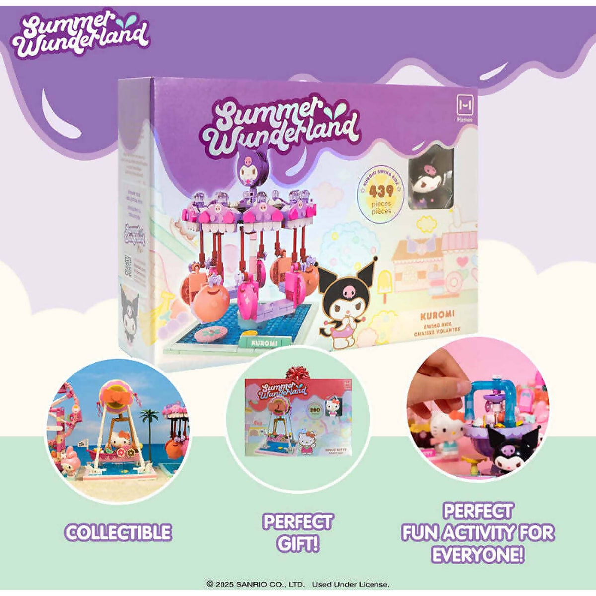 Hello Kitty - and Friends - YuMe Blocks Summer Wunderland - Kuromi Swing Ride 439 Pieces