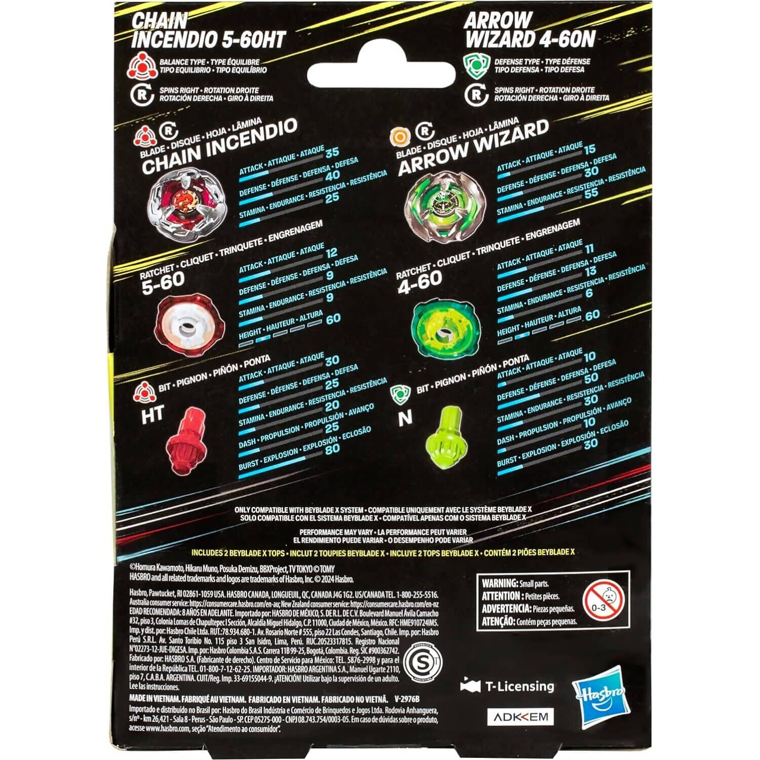 BEYBLADE X - Chain Incendio 5-60HT and Arrow Wizard 4-60N