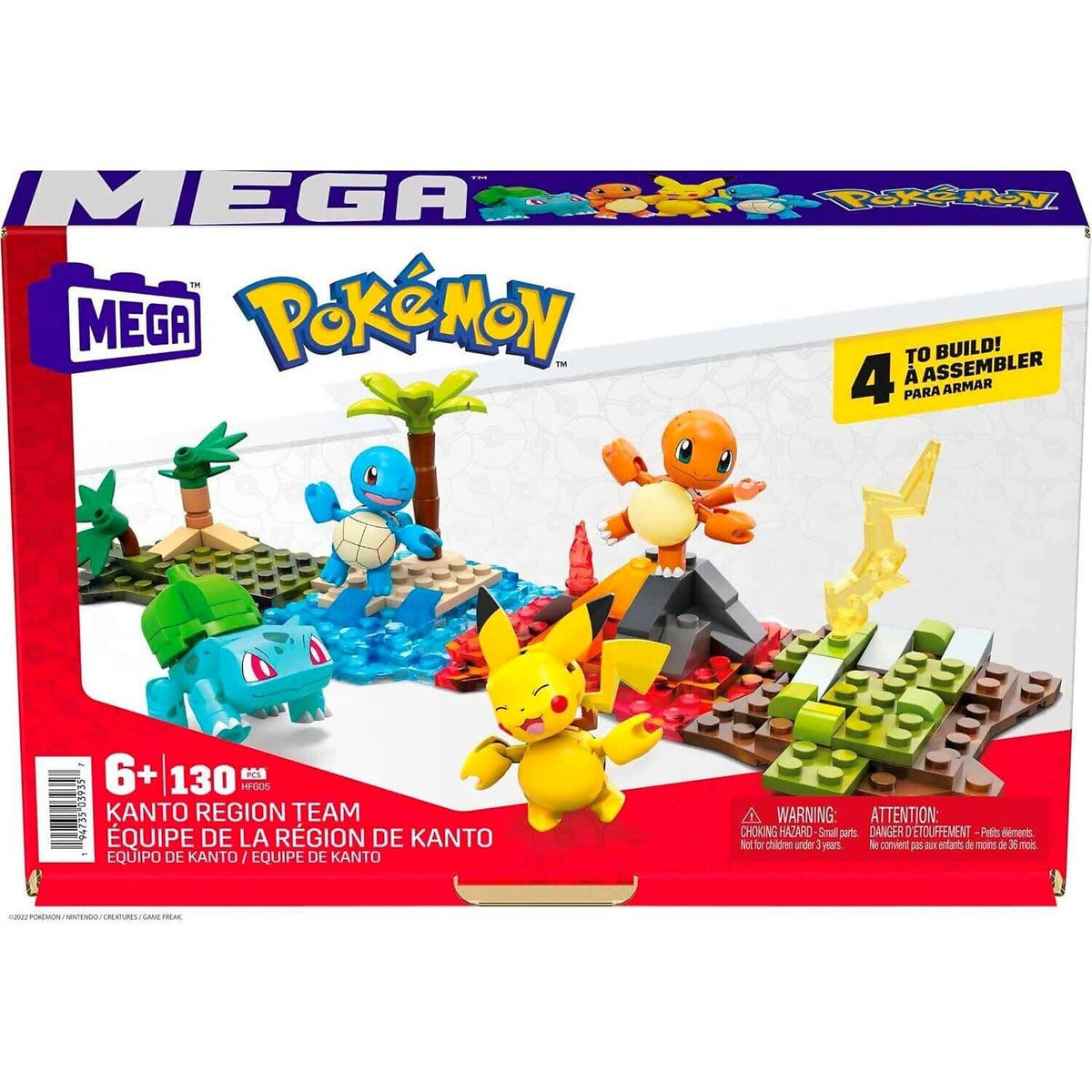 MEGA - Pokemon Building Toy Kit Kanto Region Team With 4 Figures 130 Pieces
