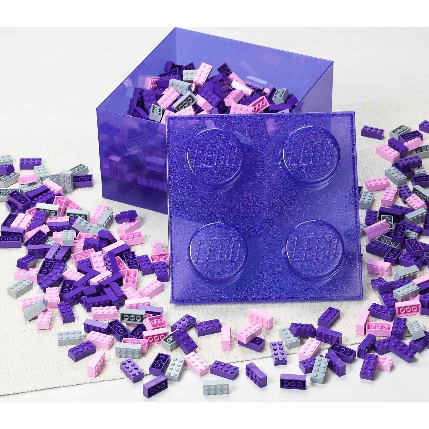 LEGO® Storage Brick 4 Studs Top Lid Translucent Glitter Violet - Room Copenhagen