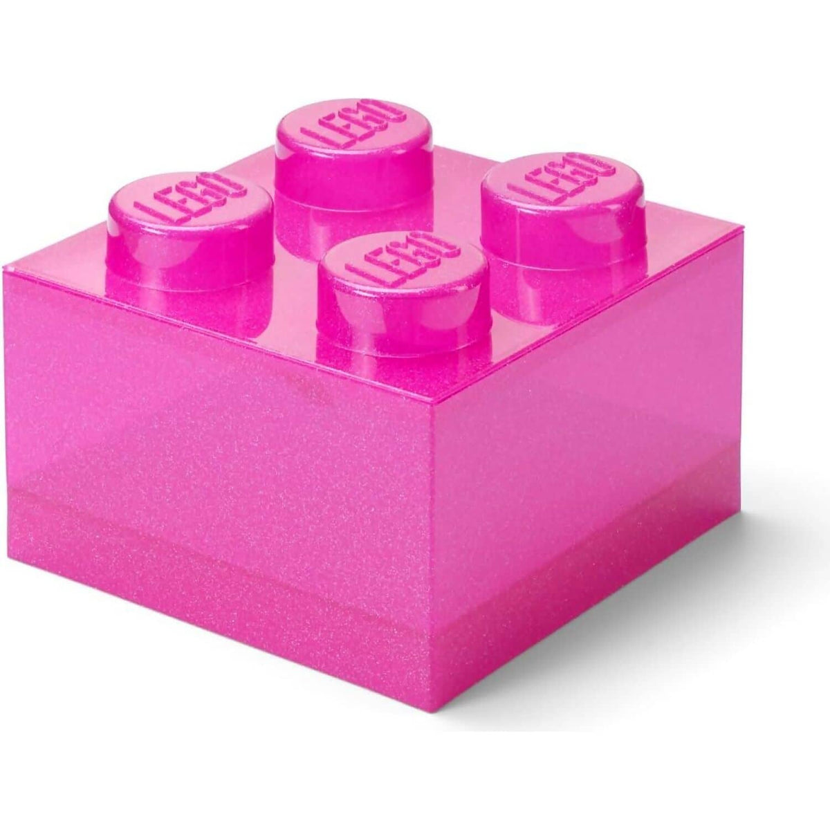 LEGO® Storage Brick 4 Studs Top Lid Translucent Glitter Pink - Room Copenhagen
