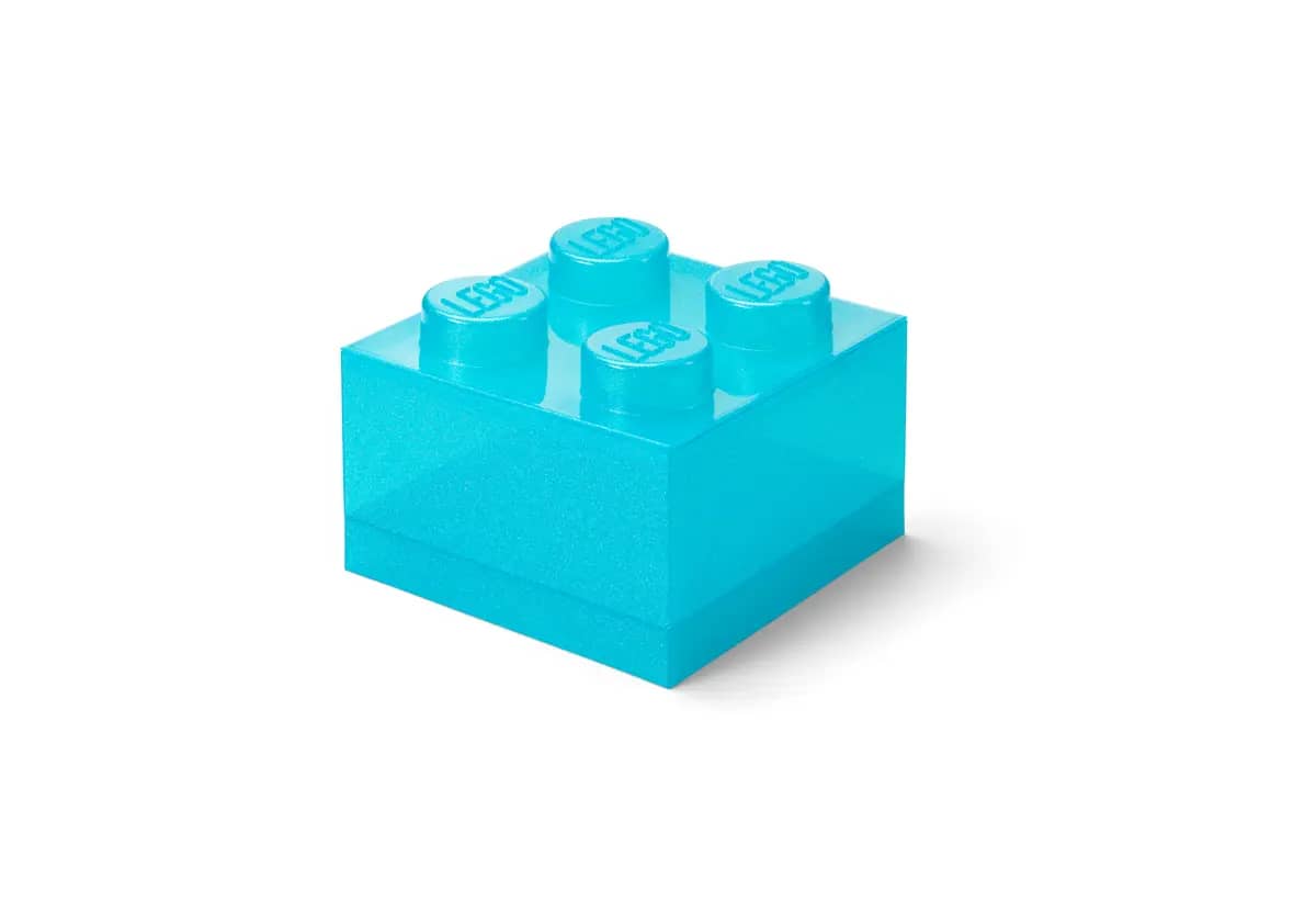 LEGO® Storage Brick 4 Studs Top Lid Translucent Glitter Light Blue - Room Copenhagen
