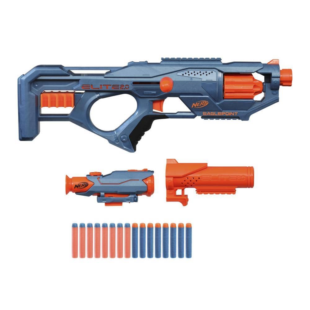 Nerf - Elite 2.0 Eaglepoint Rd-8 Blaster - 8-dart Drum Detachable Scope And Barrel 16 Nerf Darts Bolt Action Hasbro