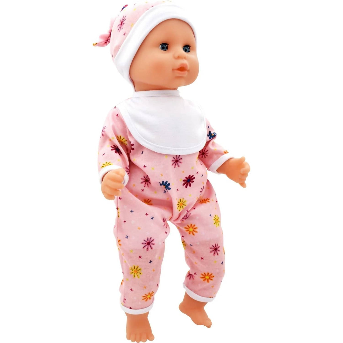DollsWorld - Baby Joy Floral Romper & Accessories - Soft Bodied Doll 38cm