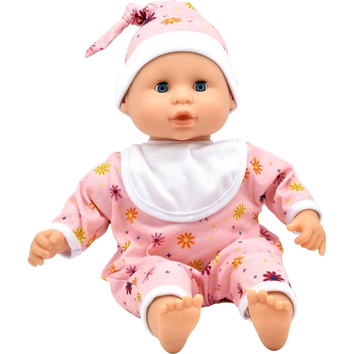 DollsWorld - Baby Joy Floral Romper & Accessories - Soft Bodied Doll 38cm