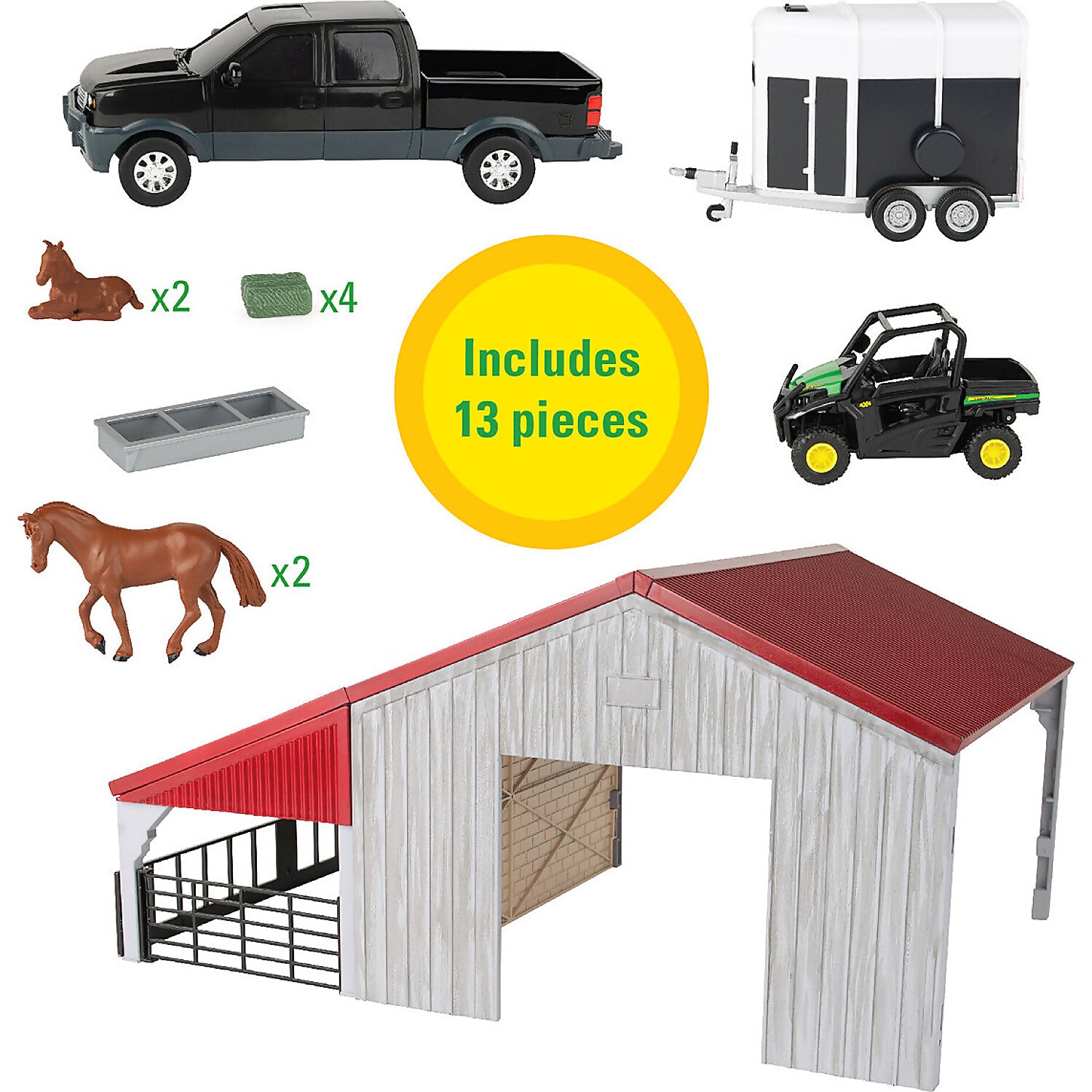 John Deere - 1:32 Scale Weathered Barn 13 Piece Farm Playset